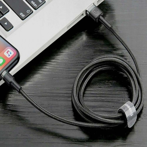 Кабель USB to Lightning Baseus Cafule 2.4 A 1 m (gray/black)